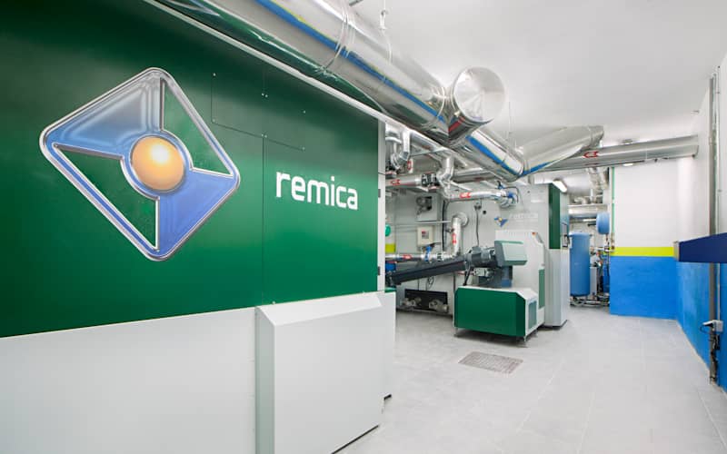 calefacción central biomasa